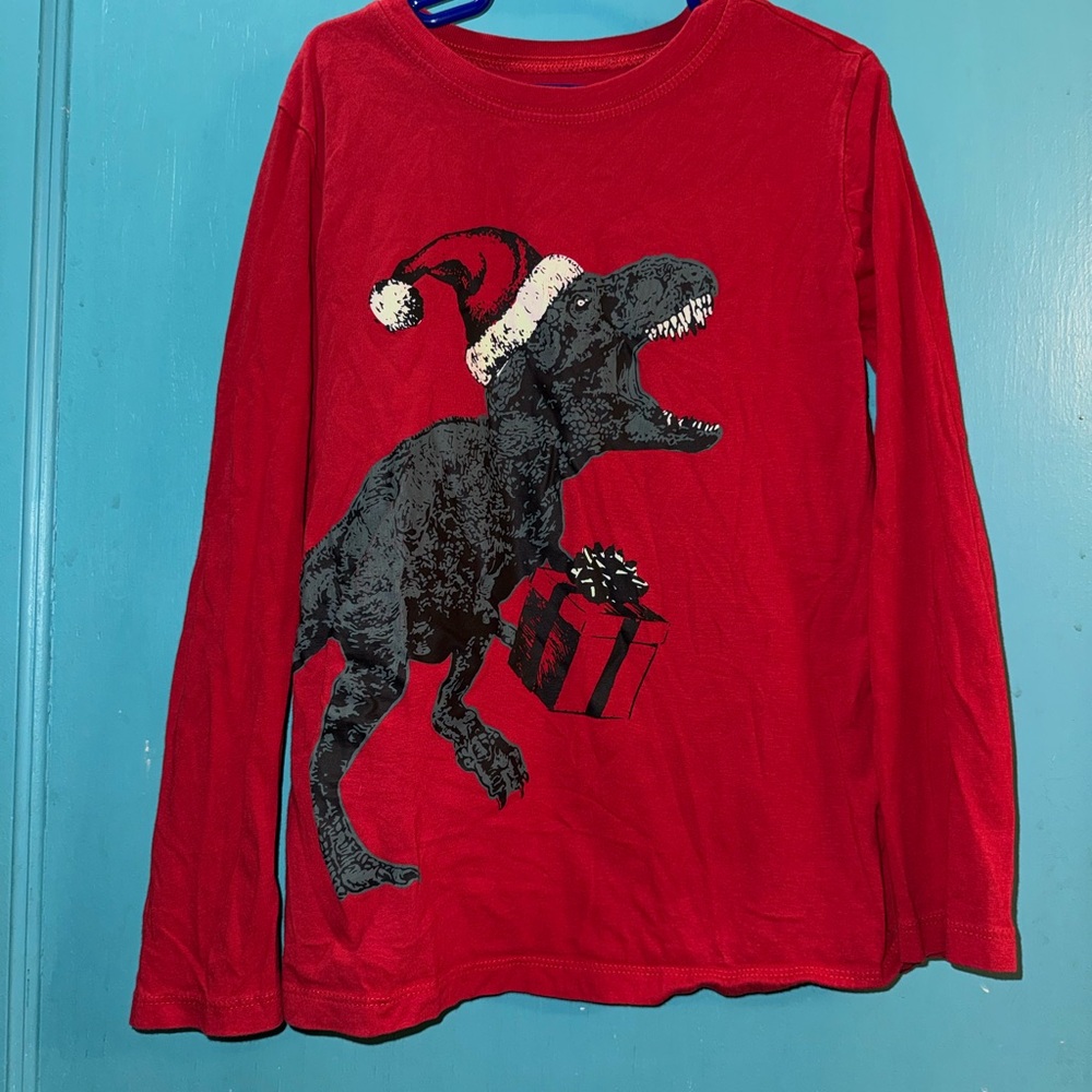 OshKosh B'gosh Red T-Rex Holiday Long Sleeve Tee
